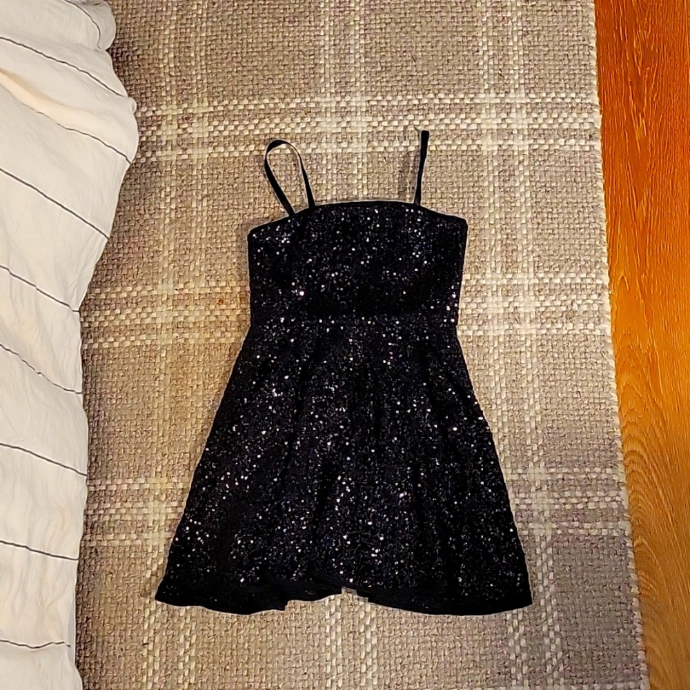 Milly Minis Black Sequin Party Dress Size 10